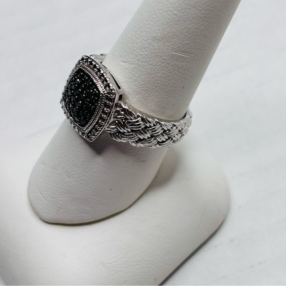 AFFINITY Vintage 925 Sterling Silver Pave Green Diamond Ring Size 8 - Picture 6 of 10